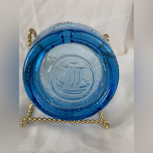 Vintage Wheaton Glass Blue Glass NULINE Individual Ashtray Sailboat - Picture 3 of 10